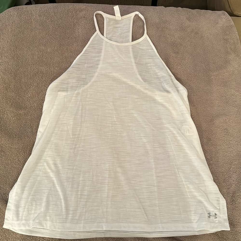 Under Armour Heat gear white racerback tank top size medium